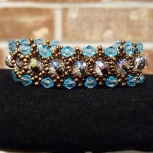 Blue and Champagne Crystal Bracelets